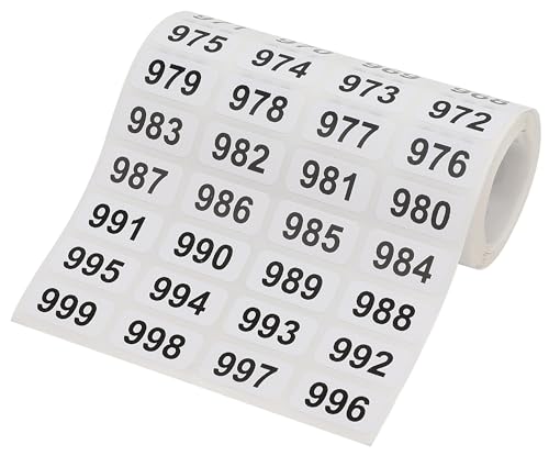 Amazon | 001-999 数字 連番 シール 連続 (白色, 2cmx1cm